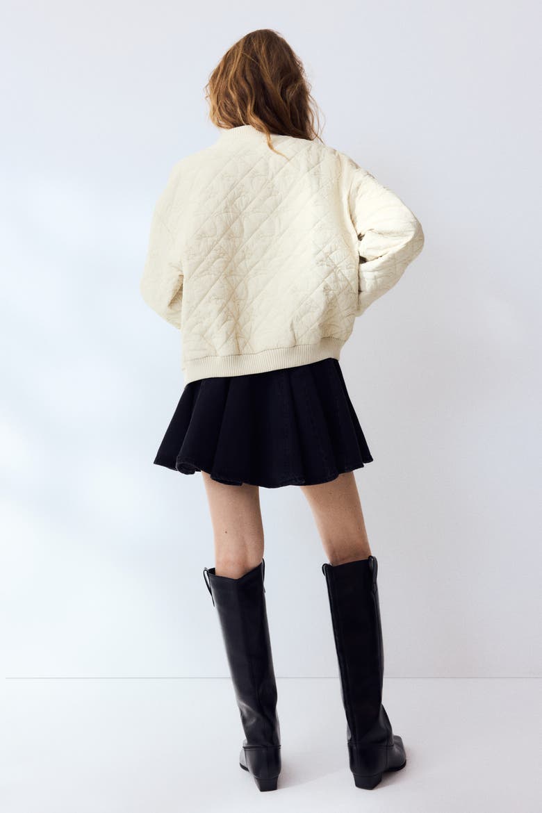 Quilted Bomber Jacket, Alternate, color, Light beige