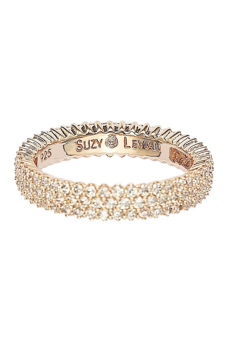 14K Rose Gold Plated Sterling Silver Micro-Pavé White CZ Eternity Band Ring, Alternate, color, ROSE