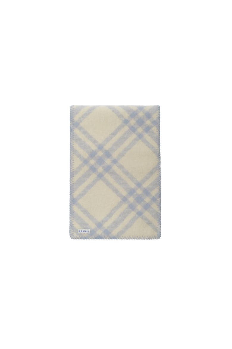 Check Wool Scarf, Alternate, color, Dive blue