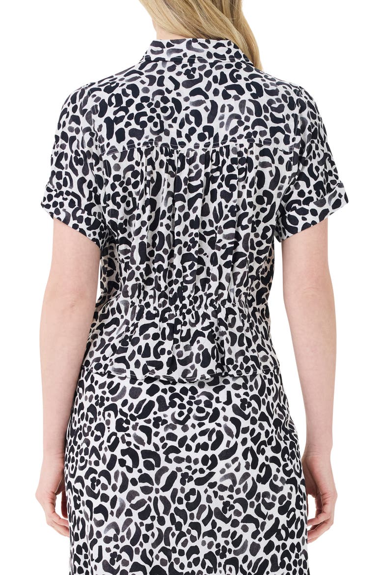 Animal Print Peplum Top, Alternate, color, BLACK MULTI