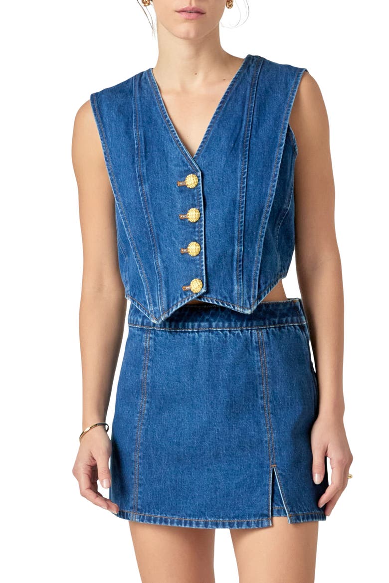 Denim Vest, Main, color, DARK DENIM