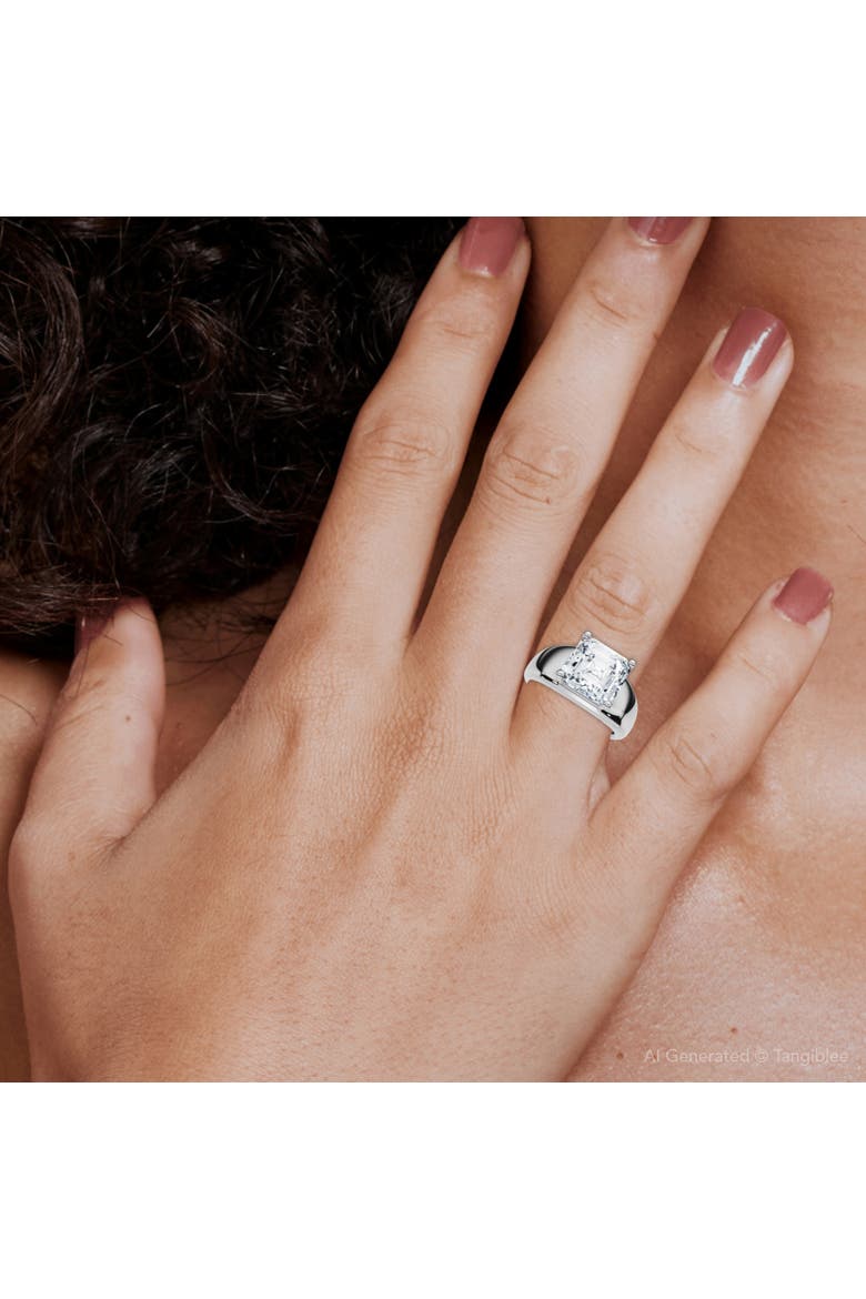 Certified 3Ct Asscher Cut Solitaire Cigar Band 14k Gold or Platinum Lab Grown, Alternate, color, 14k White Gold