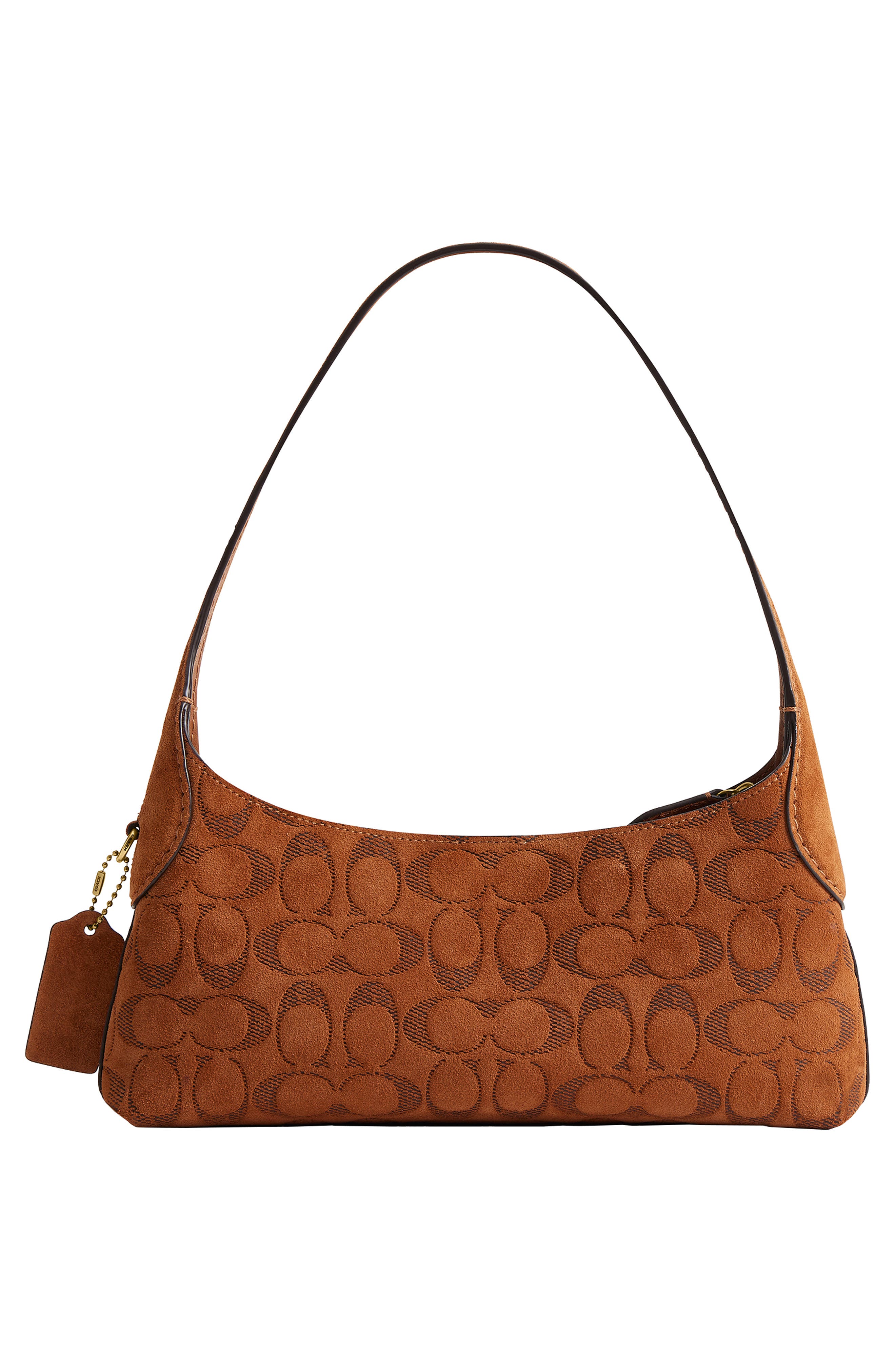 Brooklyn 26 Signature Suede Leather Shoulder Bag, Alternate, color, B4/TOBACCO