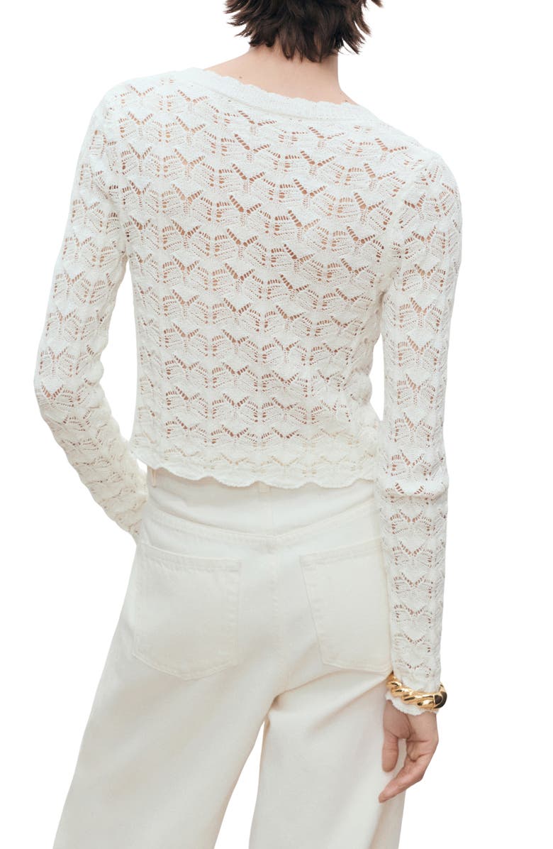 MANGO Patri Open Stitch Cardigan, Alternate, color, White