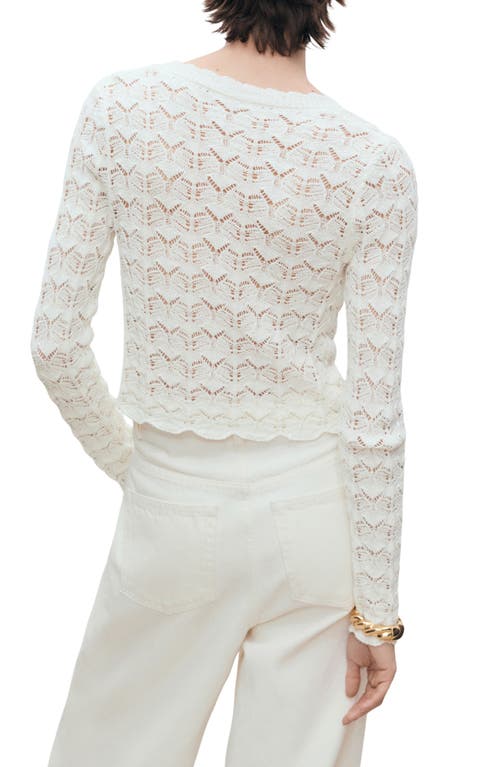 Mango Patri Open Stitch Cardigan In White