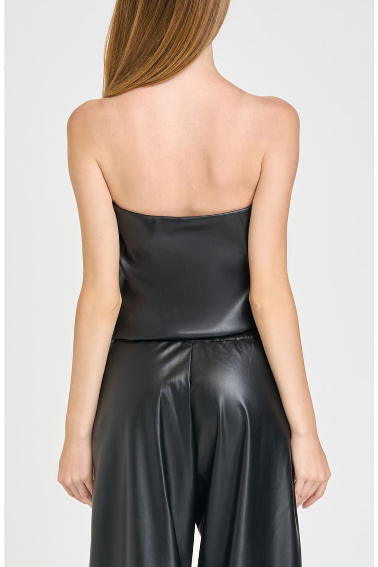 Camryn Faux Leather Strapless Top, Alternate, color, BLACK