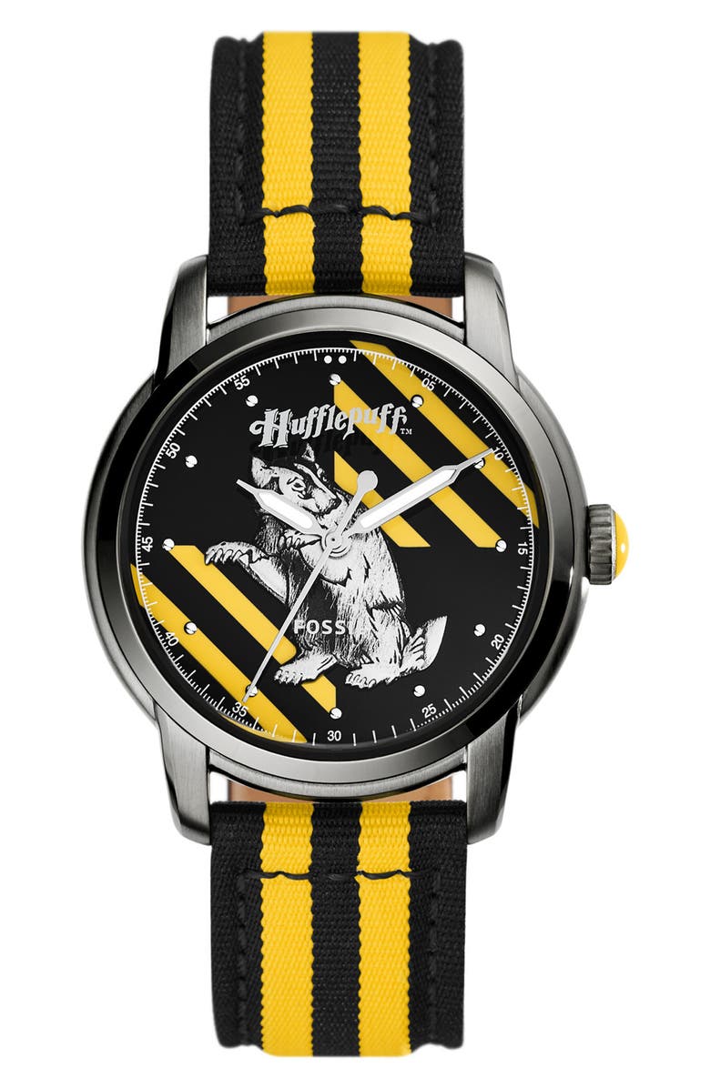Fossil x Harry Potter<sup>™</sup> Limited Edition Hufflepuff<sup>™</sup> Hogwarts<sup>™</sup> House Strap Watch, 40mm, Main, color, 
