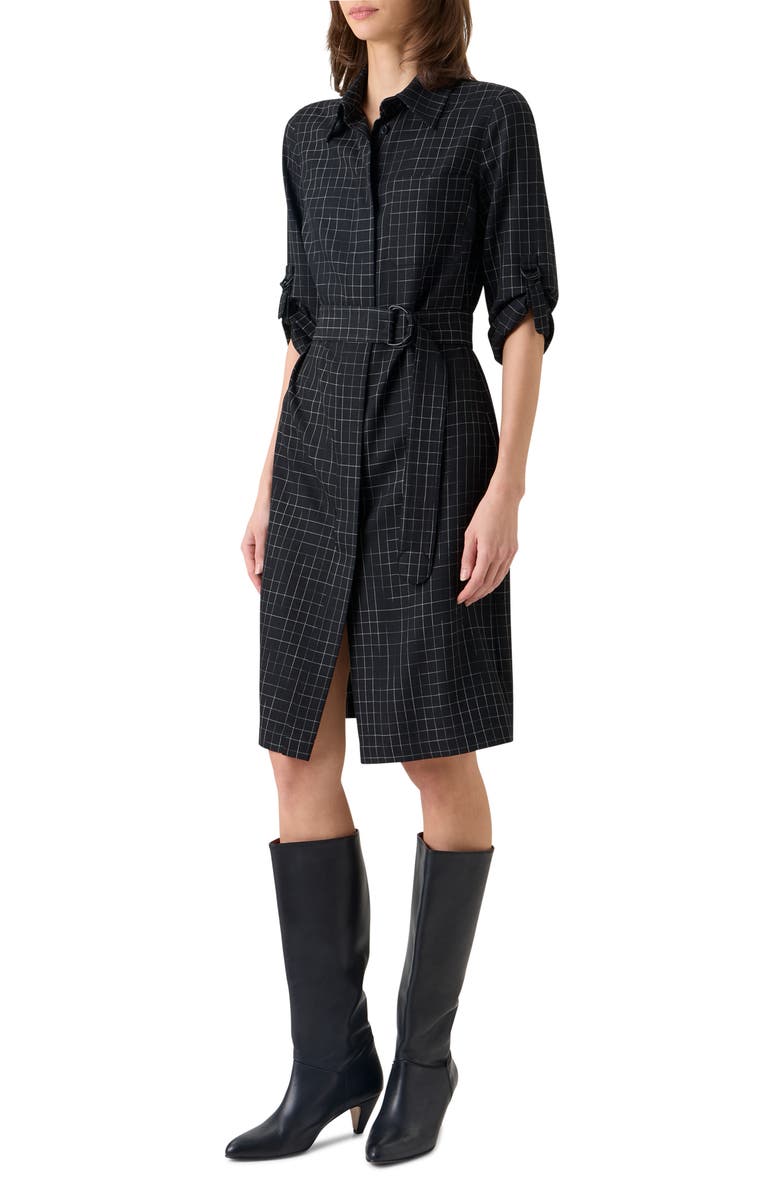 Akris punto Broken Check Twill Shirtdress, Alternate, color, Black-Cream