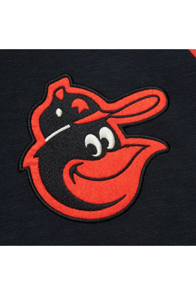 Men's Mitchell & Ness Black Baltimore Orioles Cooperstown Collection Legendary Raglan Slub Henley 3/4-Sleeve T-Shirt, Alternate, color, Black