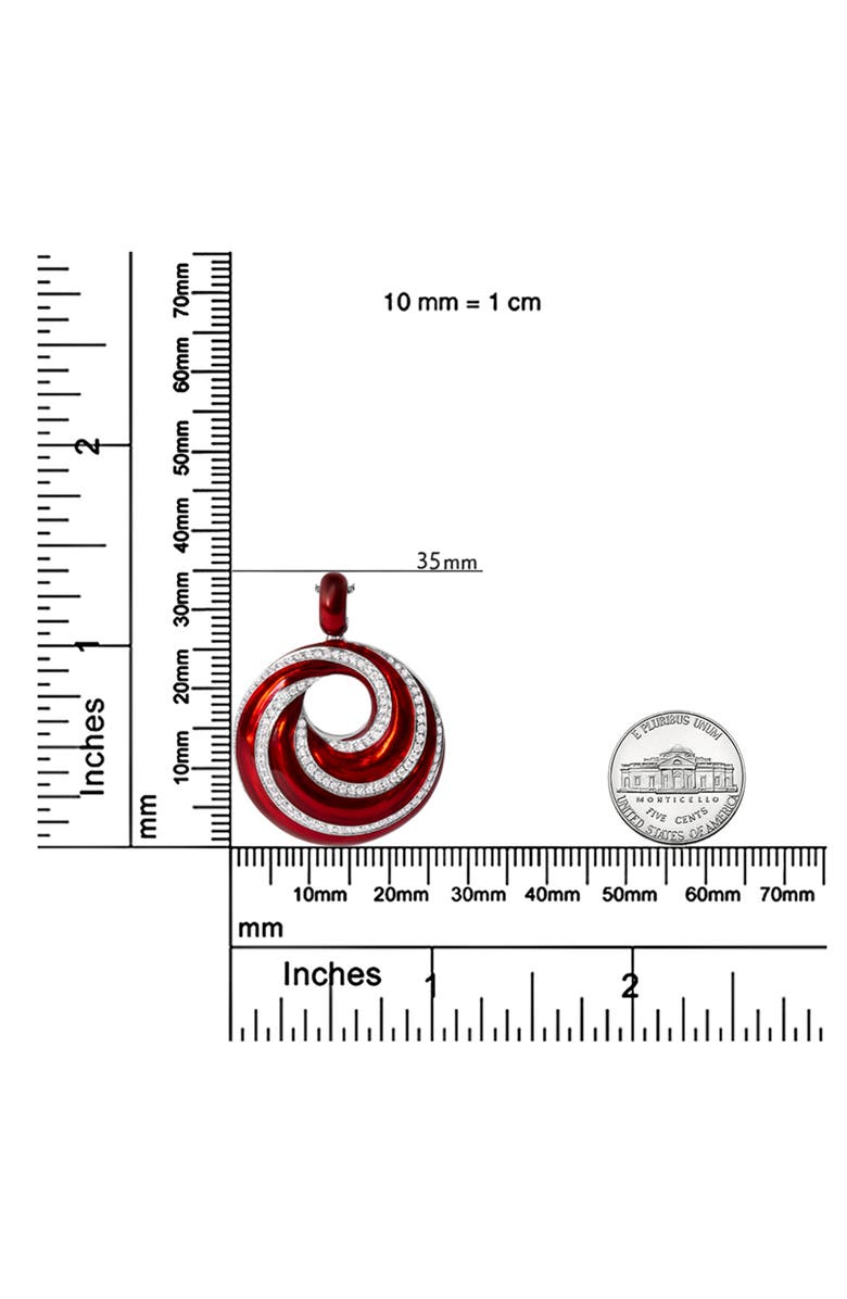Haus of Brilliance Silver Red Enamel and 1/2 Diamond Swirl Medallion Pendant Necklace, Alternate, color, White