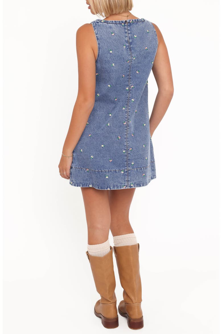 Vesper Sleeveless Cotton Minidress, Alternate, color, EMBROIDERED DENIM