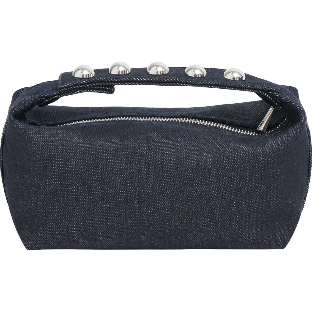 Apparis Marfa Studded Denim Pochette Top-handle Bag In Indigo