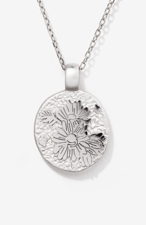 Silver Birth Flower Necklace