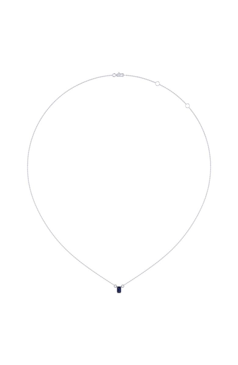 LuvMyJewelry Emerald Cut Sapphire & Diamond 14K Gold Birthstone Necklace, Alternate, color, 