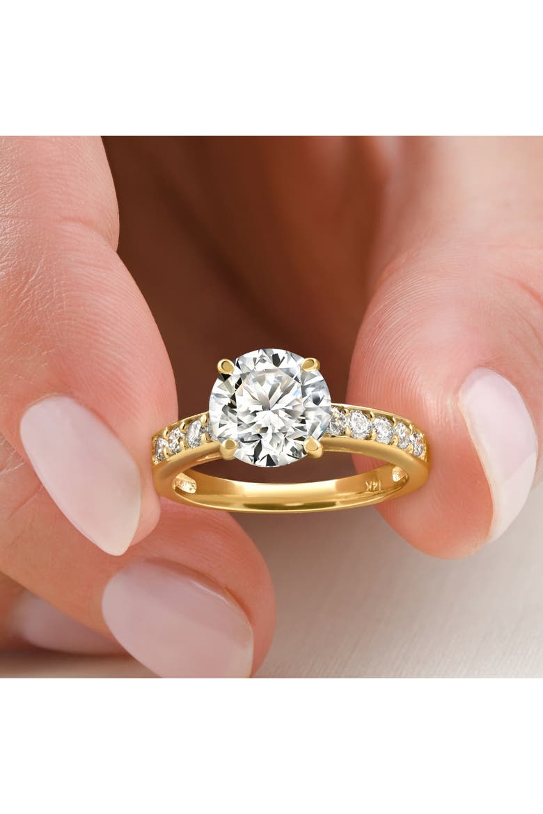 Certified 3 Ct Diamond Engagement Ring Cathedral Lab Grown, Alternate, color, 14k White Gold