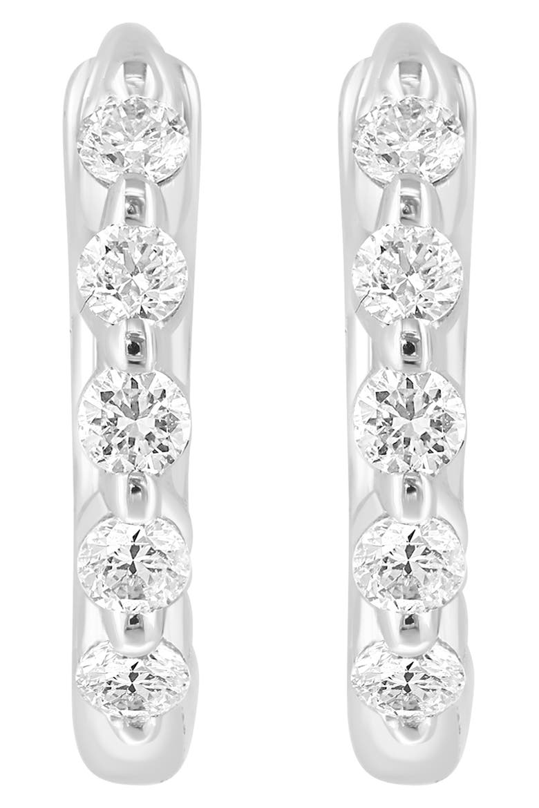 Sterling Silver Diamond Huggie Hoop Earrings, Alternate, color, SILVER