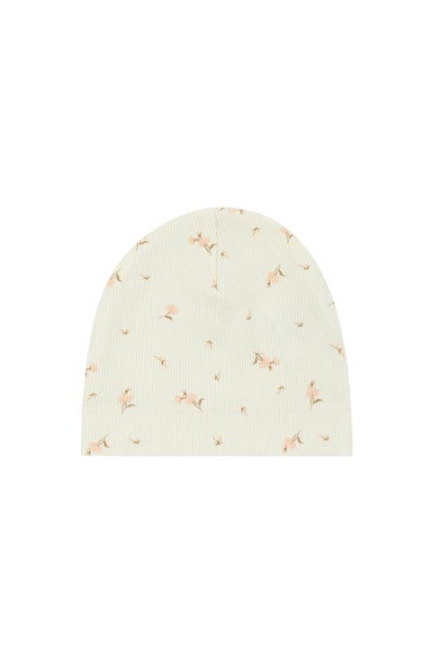Ribbed Floral Beanie
