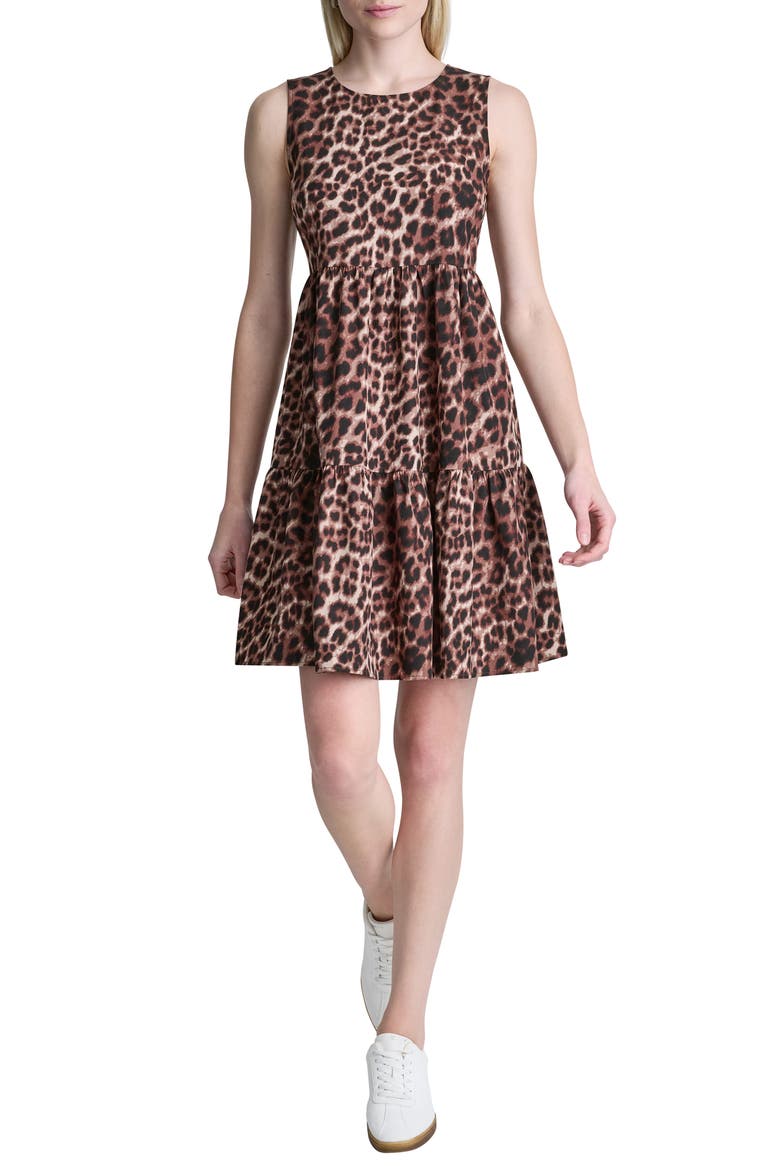 Double Tiered Tank Dress, Main, color, TRAVERTINE MULTI