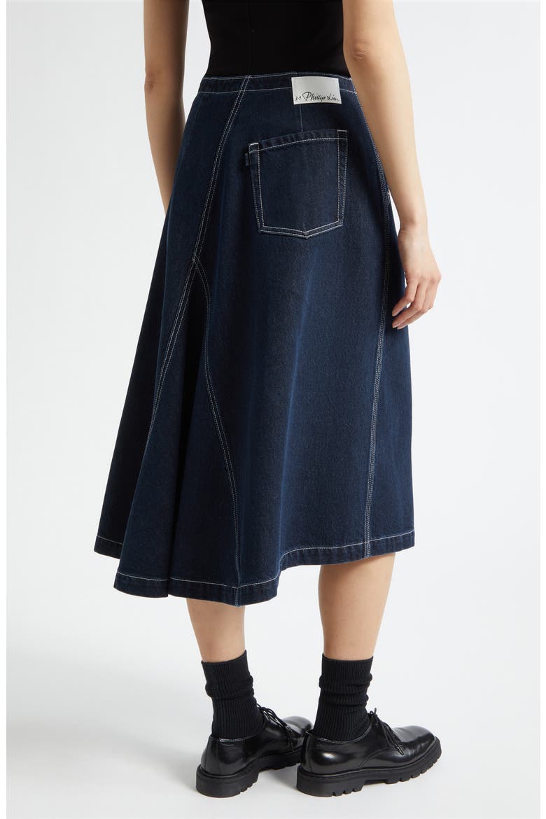 Asymmetric Denim Skirt, Alternate, color, DARK INDIGO