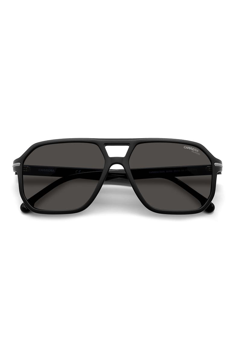 59mm Polarized Rectangular Sunglasses, Alternate, color, MATTE BLACK/ GRAY POLAR