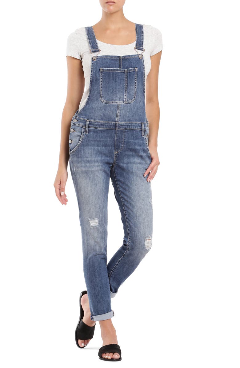 Mavi Jeans Edera Distressed Overalls, Main, color, Indigo Vintage Str