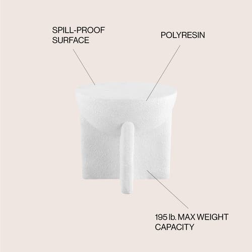 Jonathan Y Brady 16.25" Minimalist Modern Drum Indoor/outdoor Accent Table In White Frosted