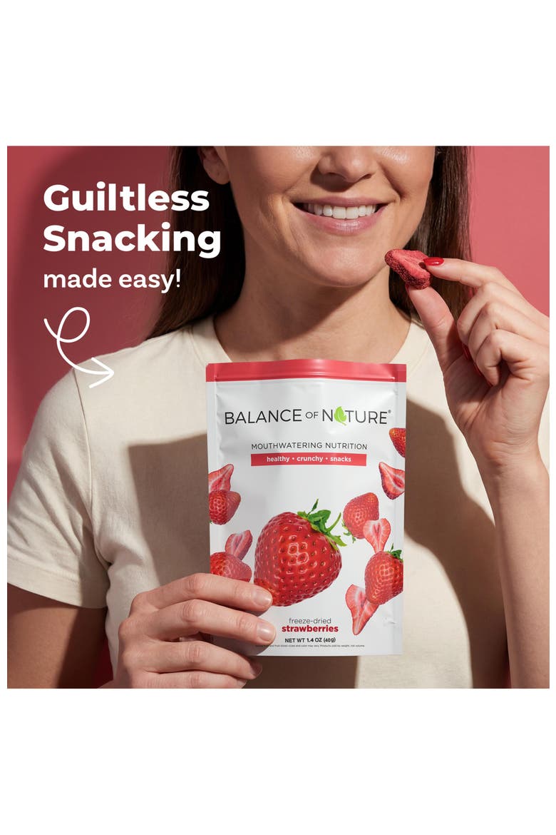 Dried Strawberries (5 Pack) 100% Real Fruit, Crunchy Strawberry Slices, Healthy Snack, Mouthwatering Nutrition, Gluten-Free, Vegan, No Sugar Added, Five 1.4 oz Bags, Alternate, color, Red