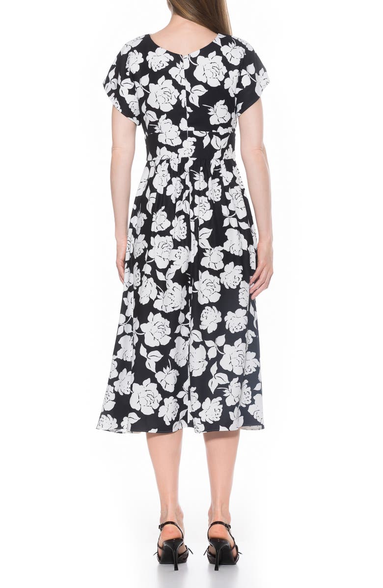 Alexia Admor Ava Short Sleeve Fit & Flare Midi Dress, Alternate, color, Black White Floral