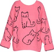 Truly Me Kids' Textured Cat Sweater