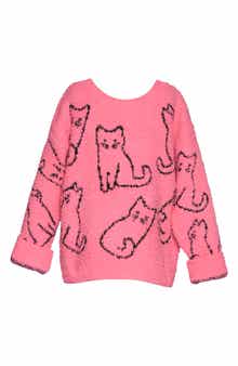 Truly Me Kids' Textured Cat Sweater