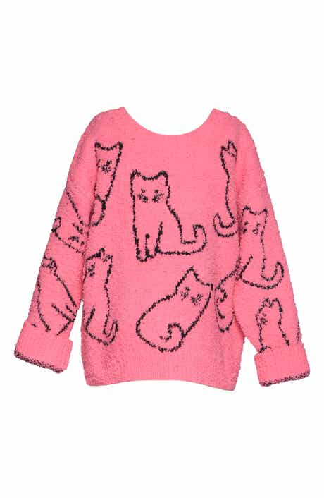 Truly Me Kids' Textured Cat Sweater