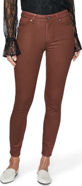 PAIGE Hoxton Coated High Waist Ankle Skinny Jeans