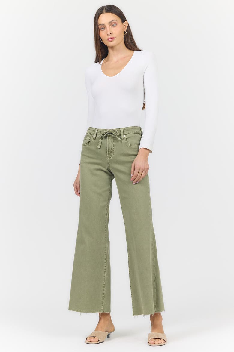 Micah Tie Waist Wide Raw Hem Jeans, Alternate, color, Vetiver