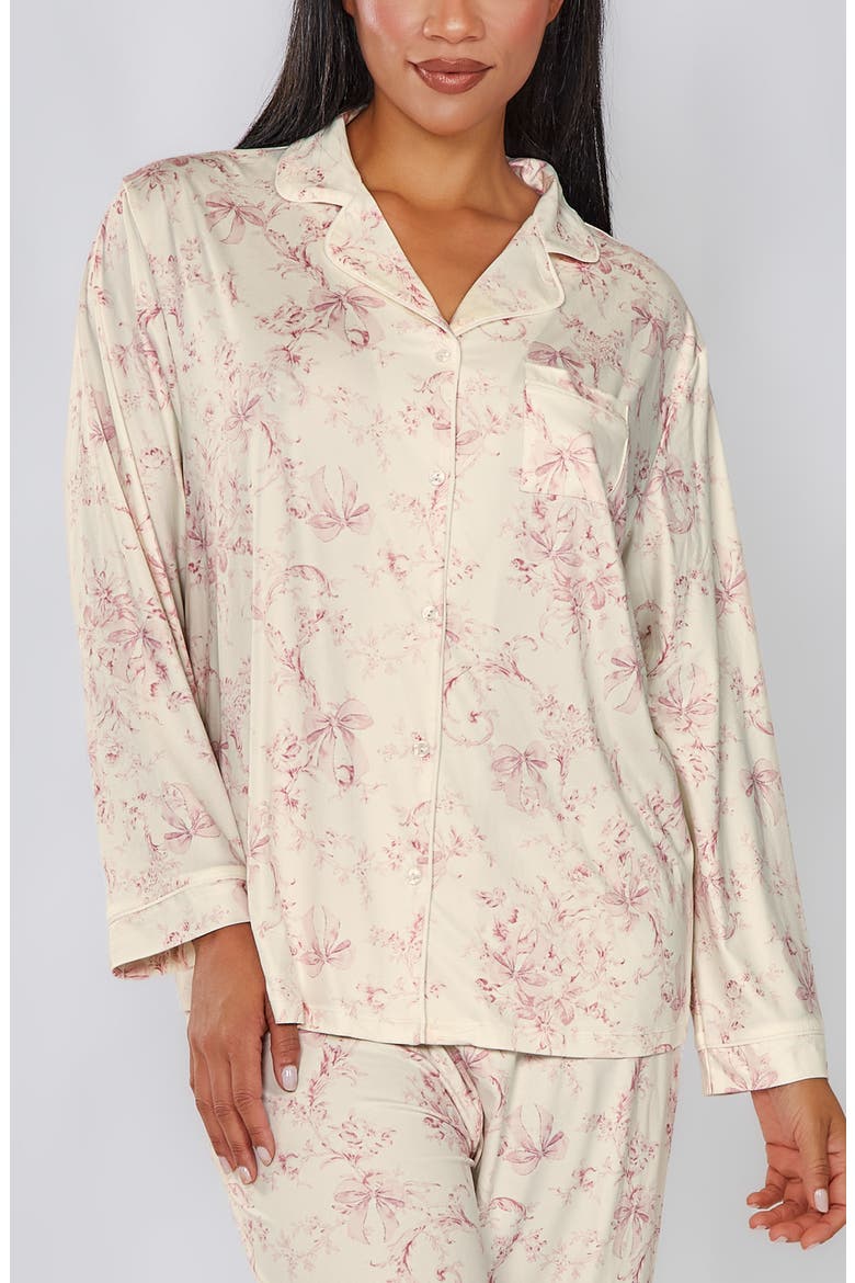 Toile Print Long Sleeve Pajama Set, Alternate, color, Ivory