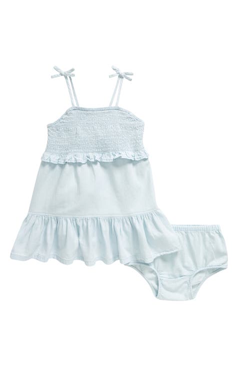 Smocked Bow Strap Dress & Bloomers (Baby)