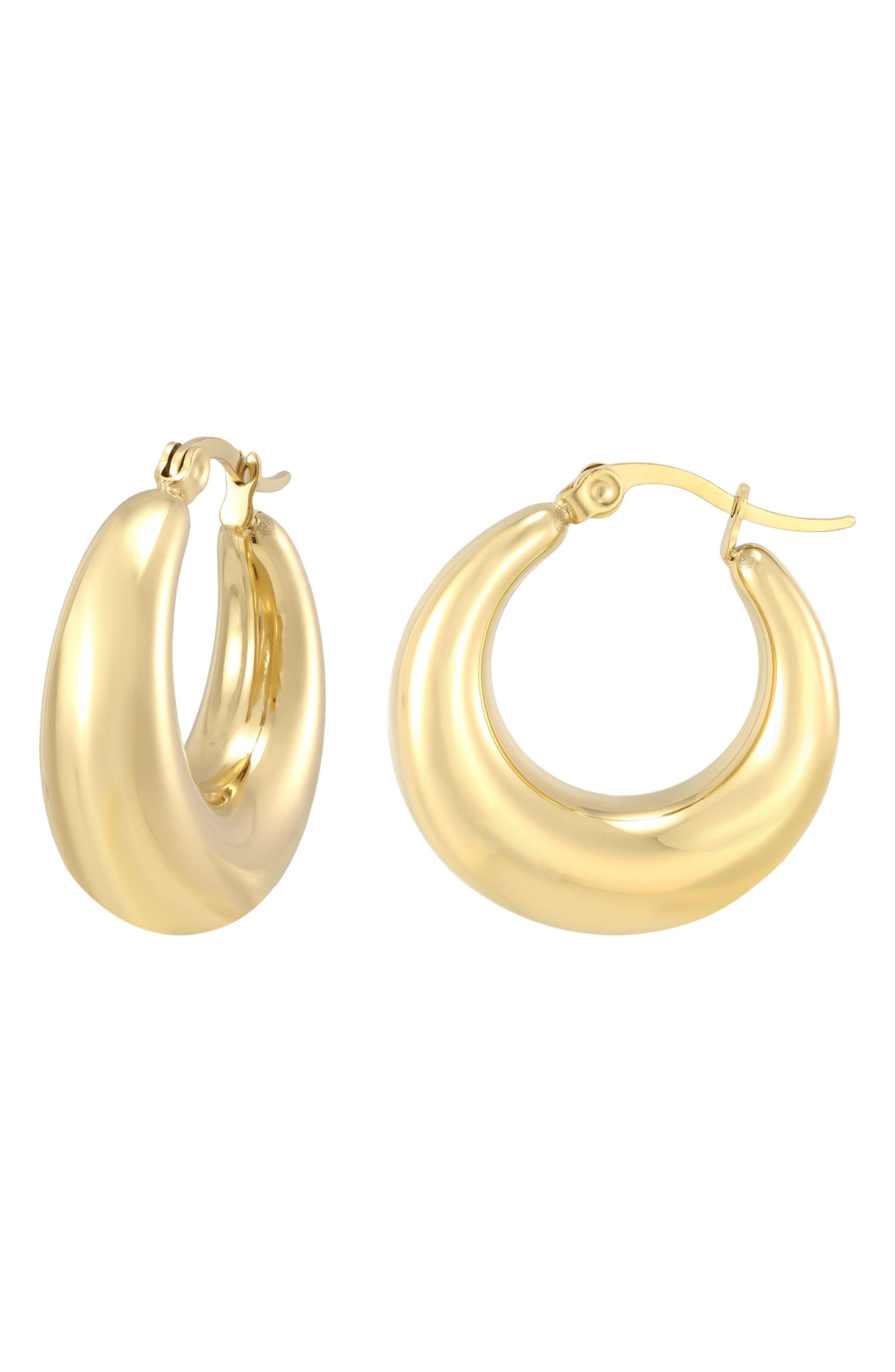 18k Gold Plated Graduated Hoop Earrings