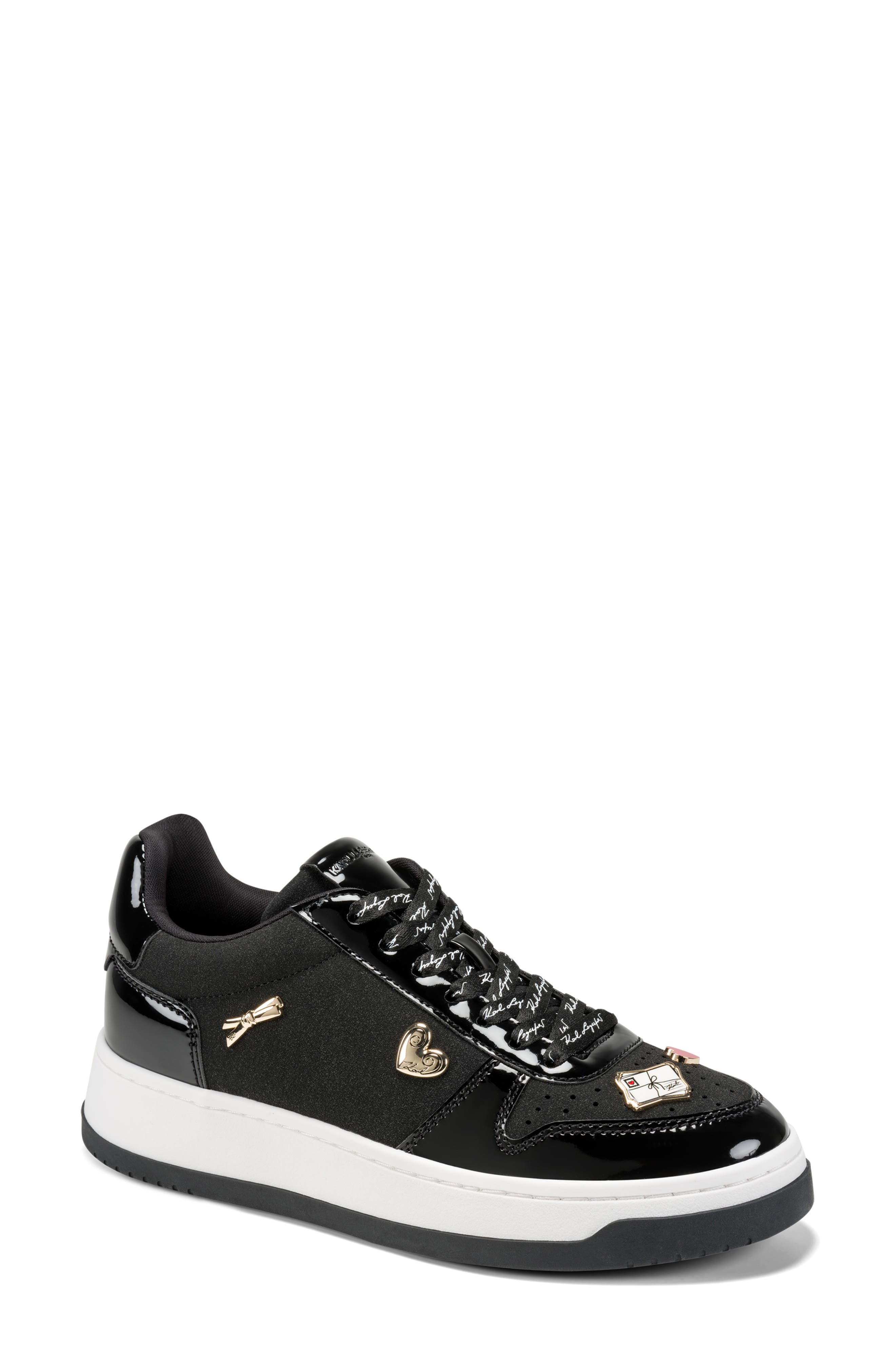 Channing Embellished Lace-Up Platform Sneaker, Main, color, BLACK