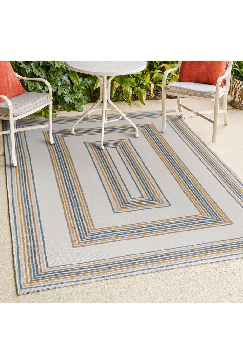 Argo Classic Nautical Mitre Stripe Reversible Machine-Washable Indoor/Outdoor Area Rug, Alternate, color, Navy/Cream