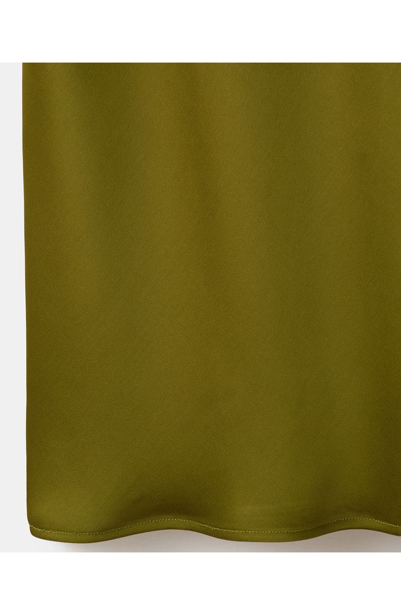 MANGO Lace Trim Satin Midi Slipdress, Alternate, color, Green
