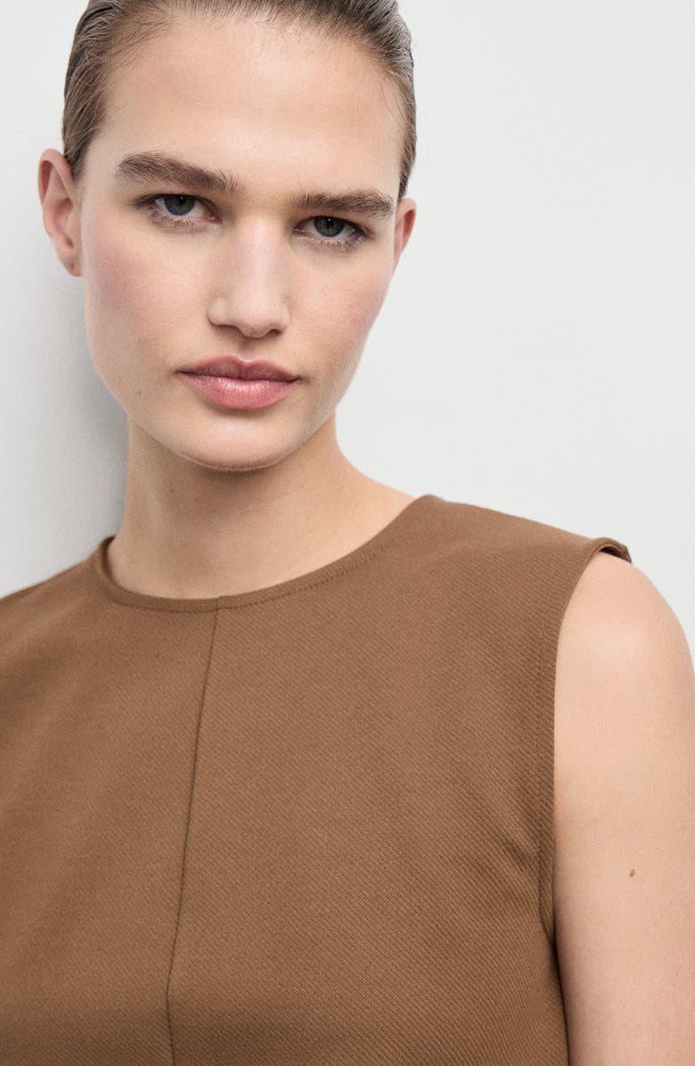 MANGO Pleated Sleeveless Top, Alternate, color, Medium Brown