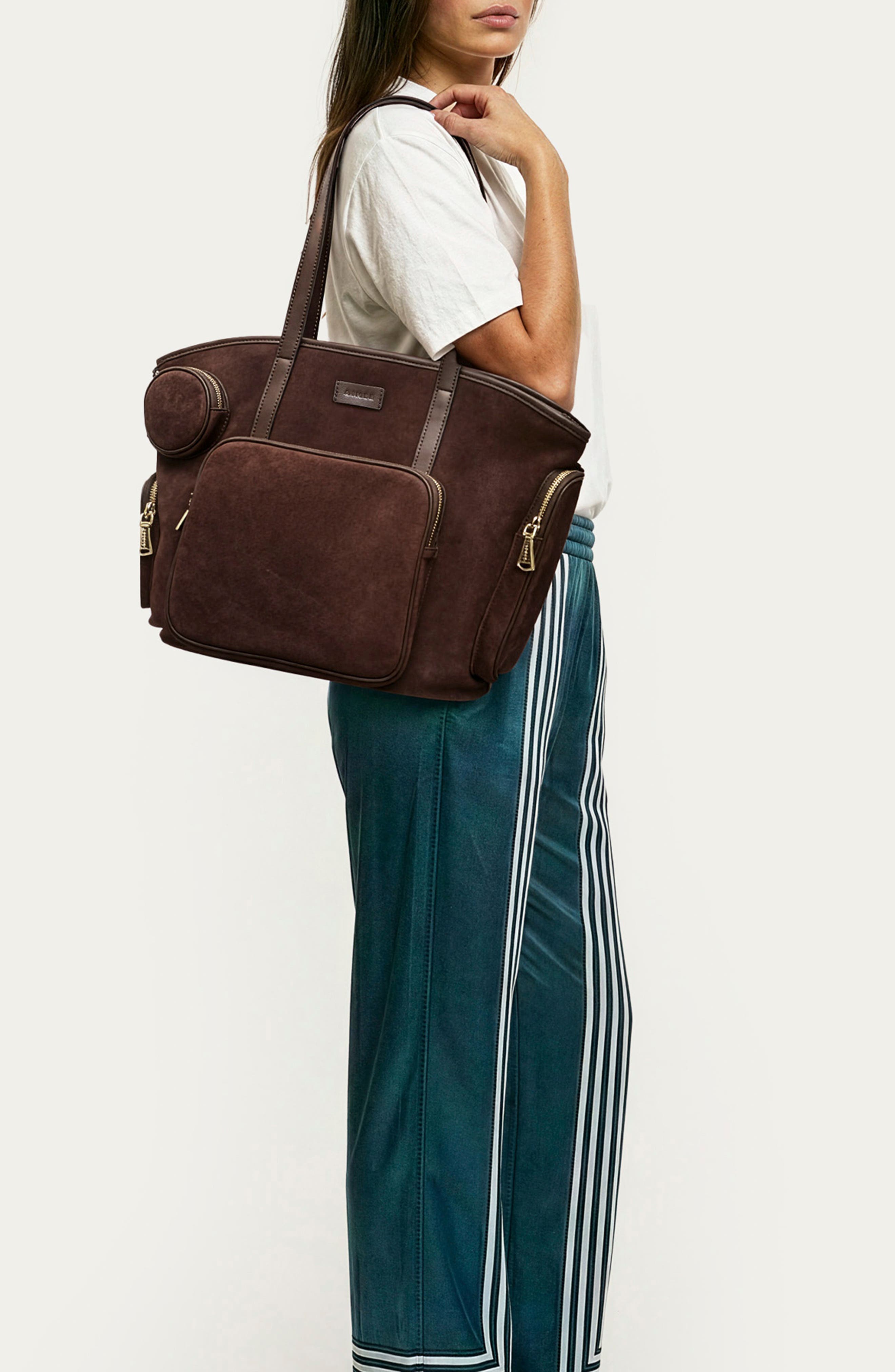 The Skipper Cargo Leather Tote, Alternate, color, FUDGE SUEDE