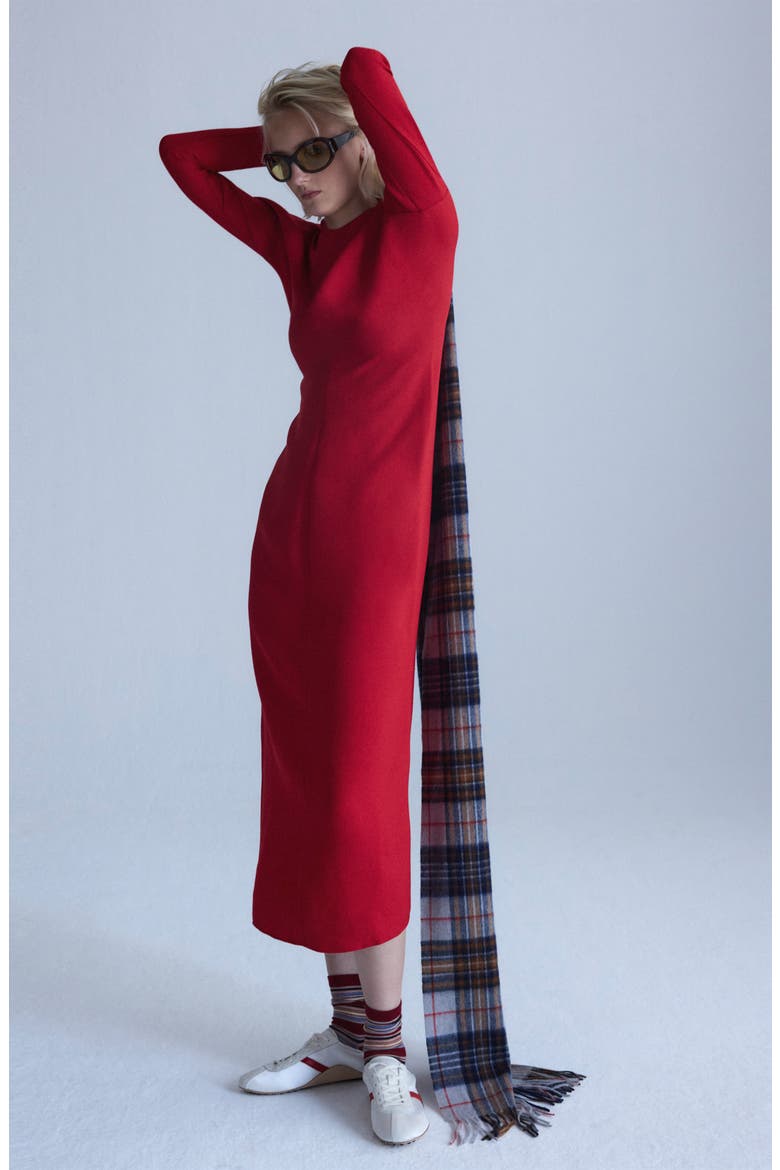 Gathered Long Sleeve Maxi Dress, Alternate, color, RED
