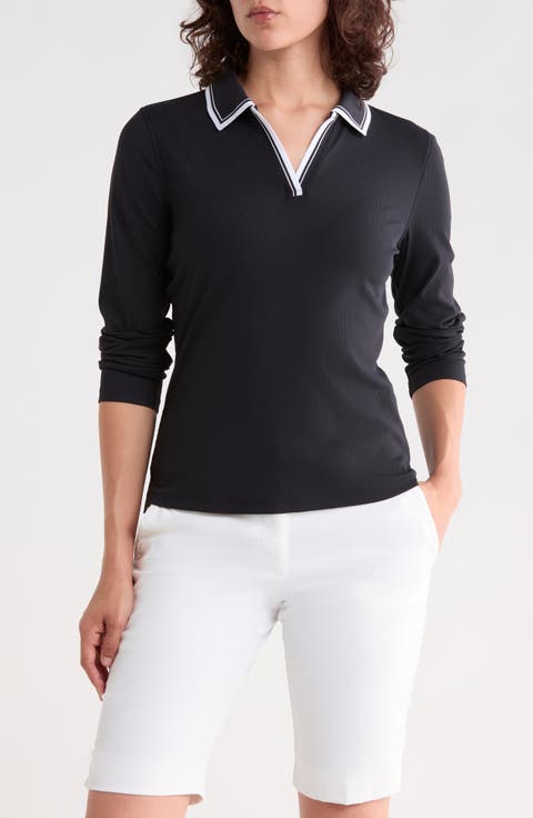 Johnny Collar Rib Performance Long Sleeve Polo