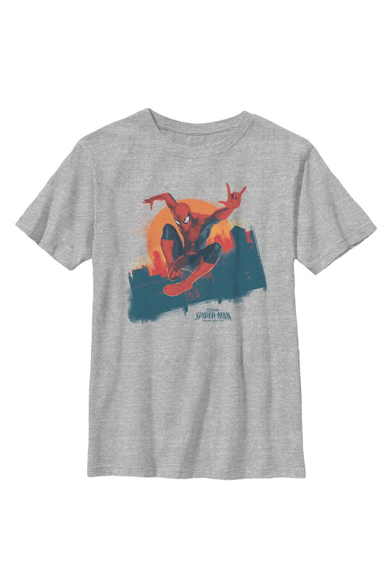 Boy's Spider-Man Brand New Day Spidey City Art  Graphic T-Shirt, Main, color, Sport Grey