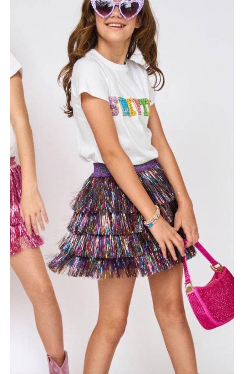 Lola + The Boys Shimmer Tinsel Party Skirt, Alternate, color, 