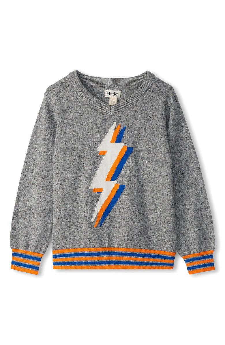 Hatley Kids' Lightning Bolt V-Neck Sweater, Main, color, 