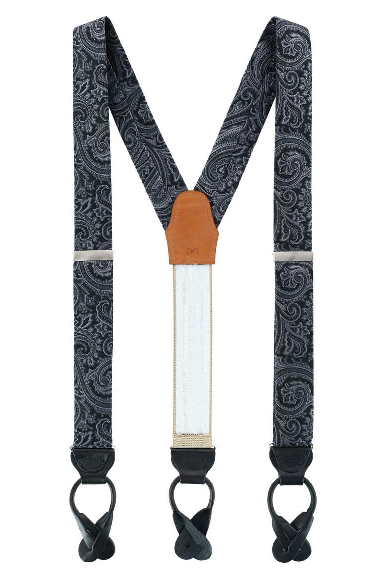 Sobee Paisley Silk Suspenders, Main, color, BLACK