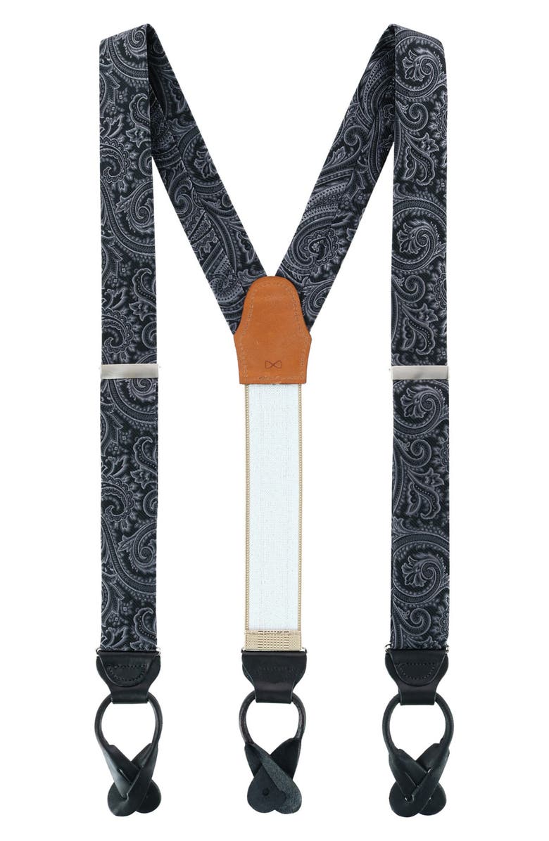 Trafalgar Sobee Paisley Silk Suspenders, Main, color, Black
