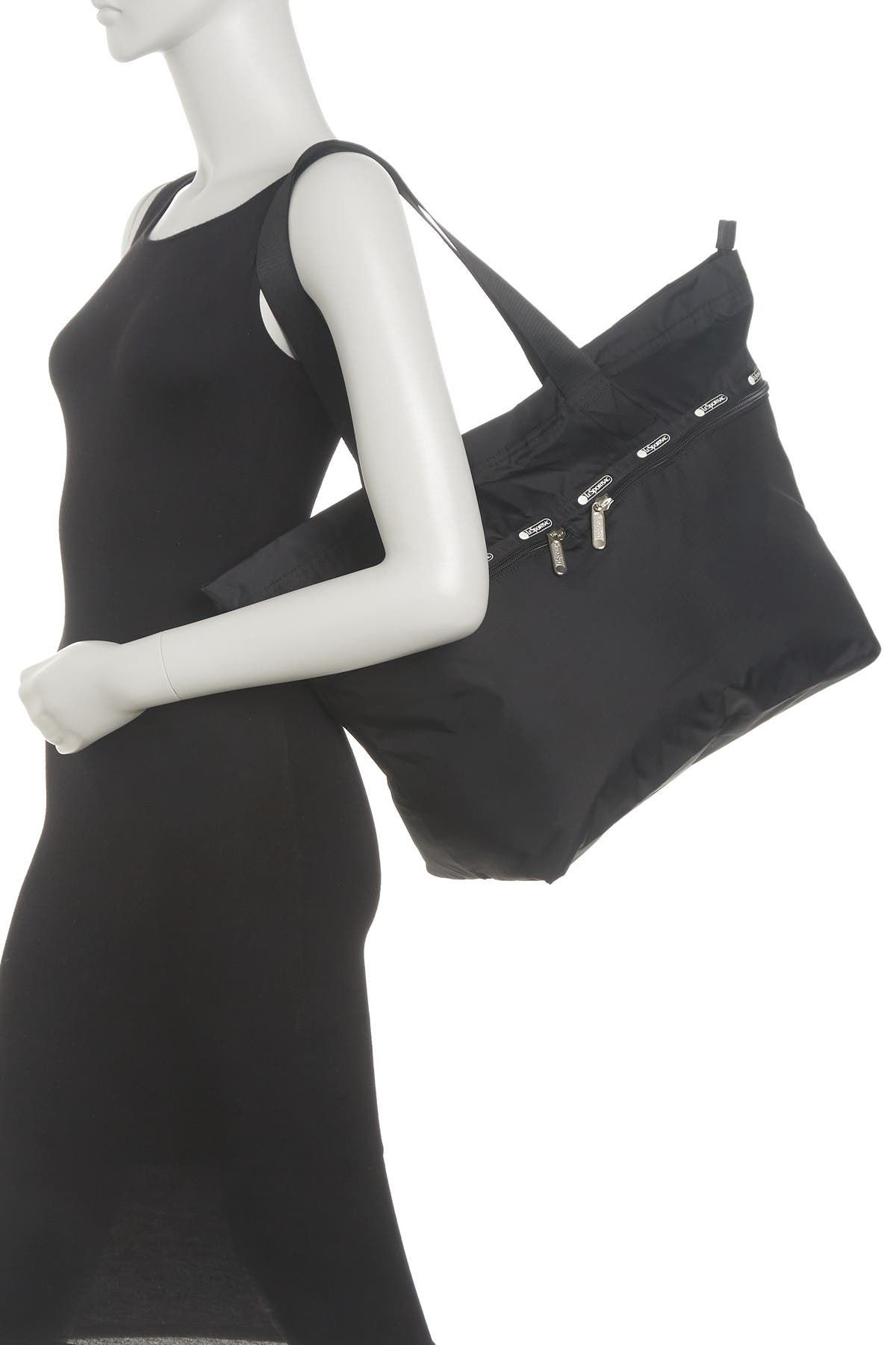 Carlin Zip Top Tote Bag, Alternate, color, JET BLACK