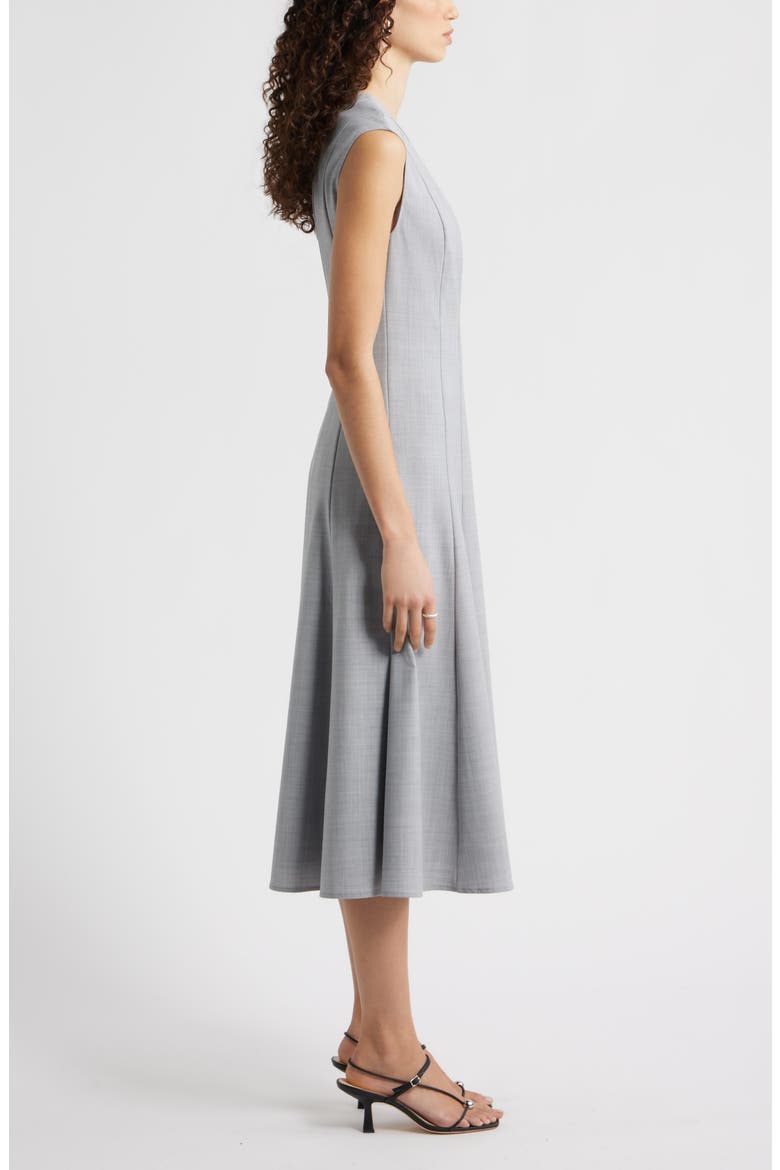 Seamed Wool Blend Midi Dress, Alternate, color, GREY HEATHER